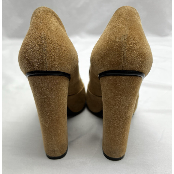 Gucci Camelia Suede Leather Beige Horse bit Block Heel Pumps Size 36.5 US 5.5 - Picture 5 of 11